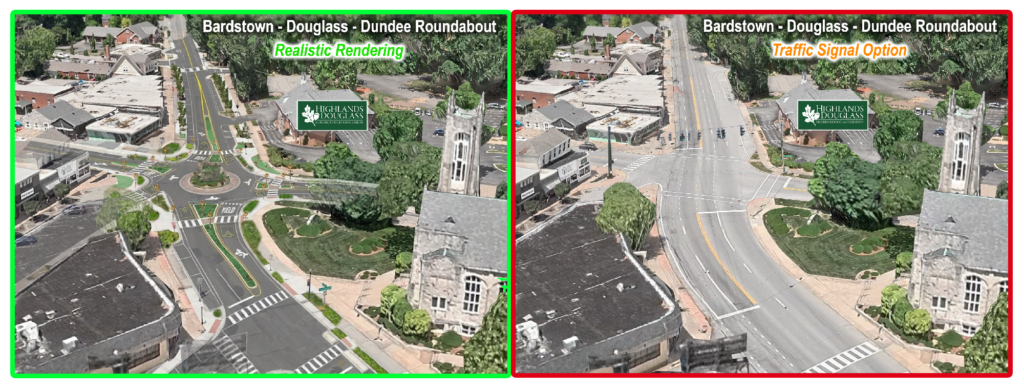 Rendering of the roundabout and traffic signal